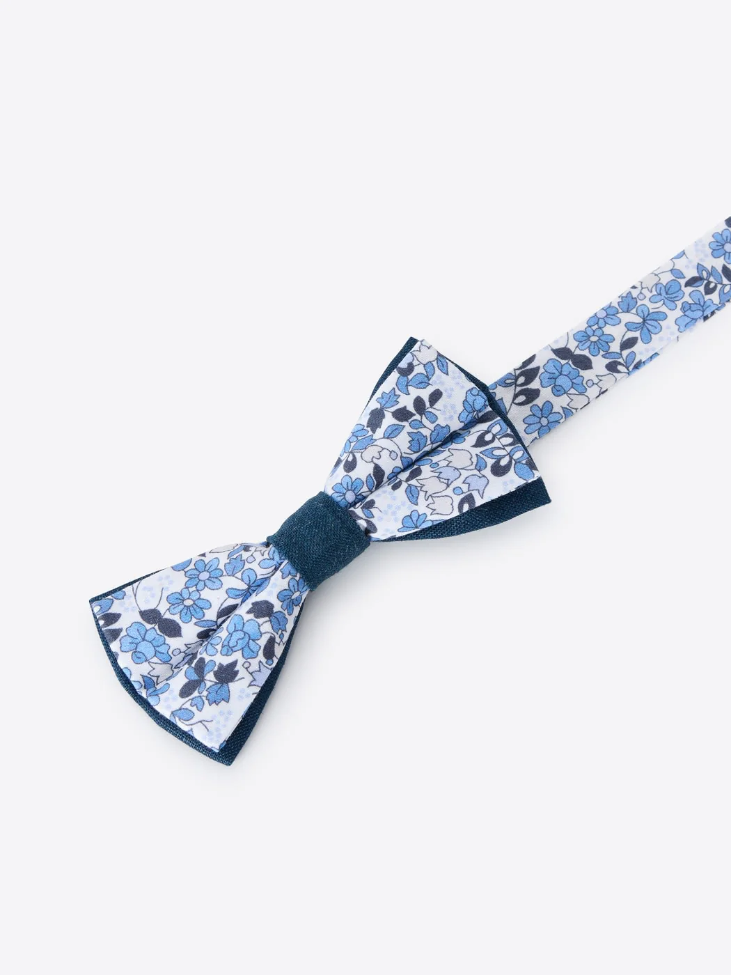 Nœud papillon fleuri en coton lin