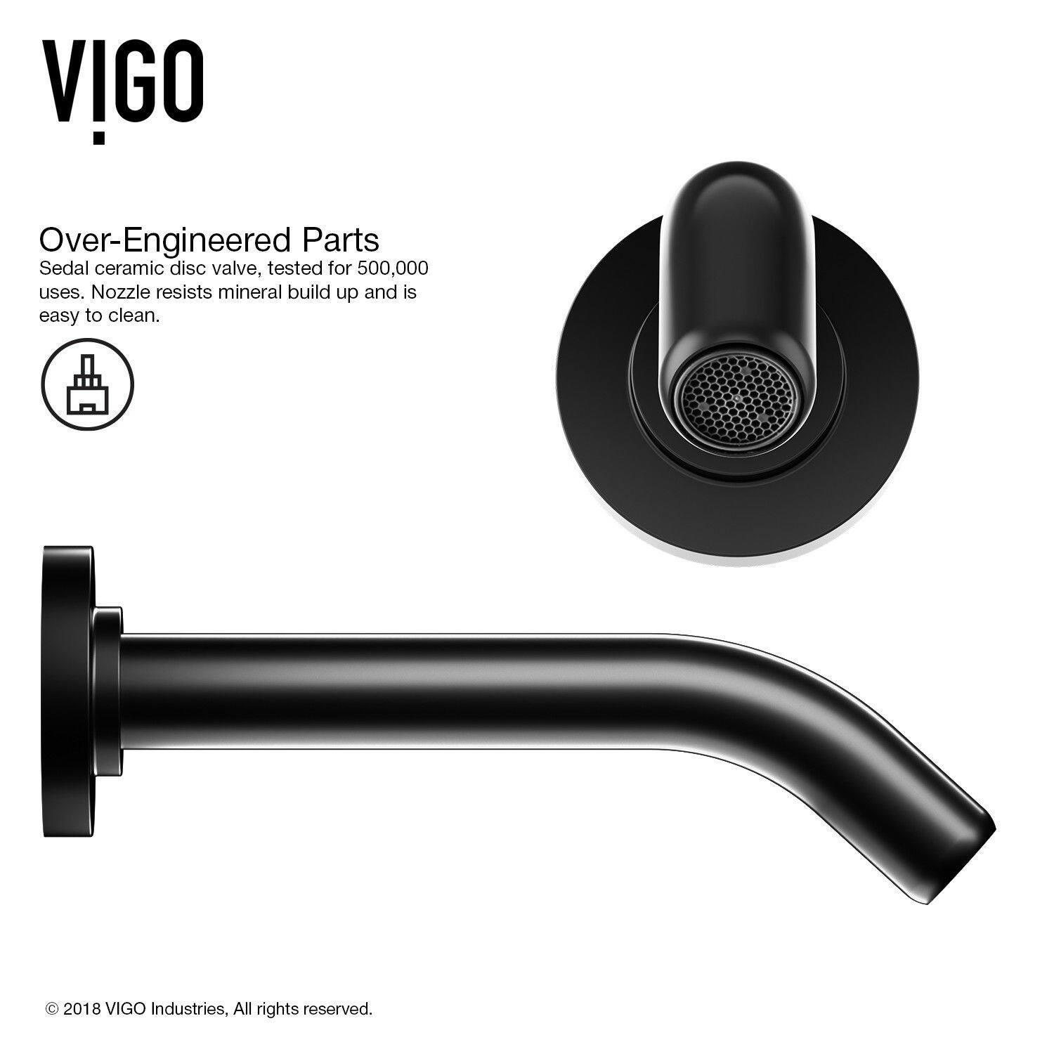 VIGO Olus Single Handle Wall Mount Bathroom Sink Faucet, WaterSense® Certified, Matte Black