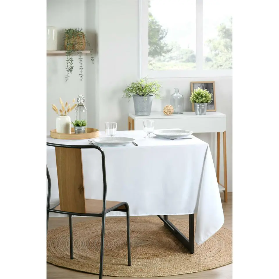 Stof Textile Tafelkleed - 145 x 240 cm - wit - Tafellaken