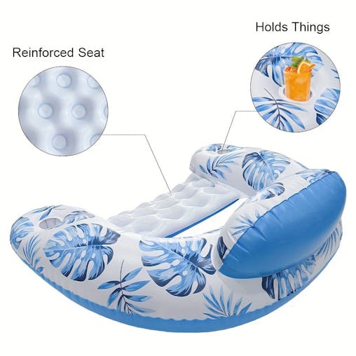 NNETM Leaf Pattern U-Shape Inflatable Pool Float Lounger