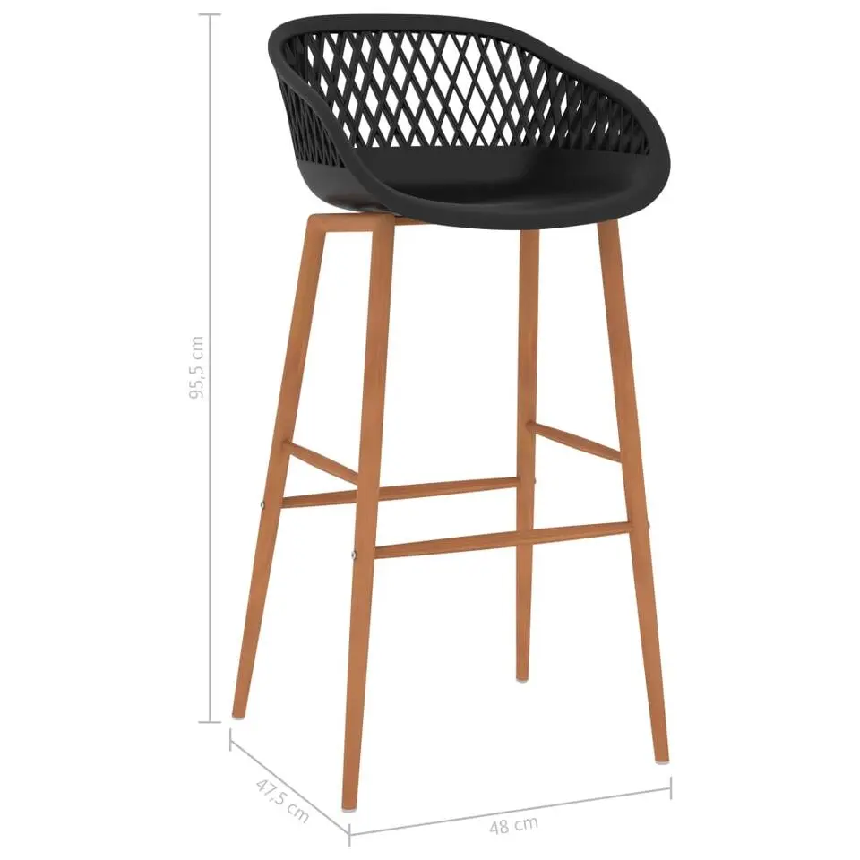vidaXL Barstoelen met mesh-look rugleuning - 74.5 cm - Zwart en bruin - 2 St.