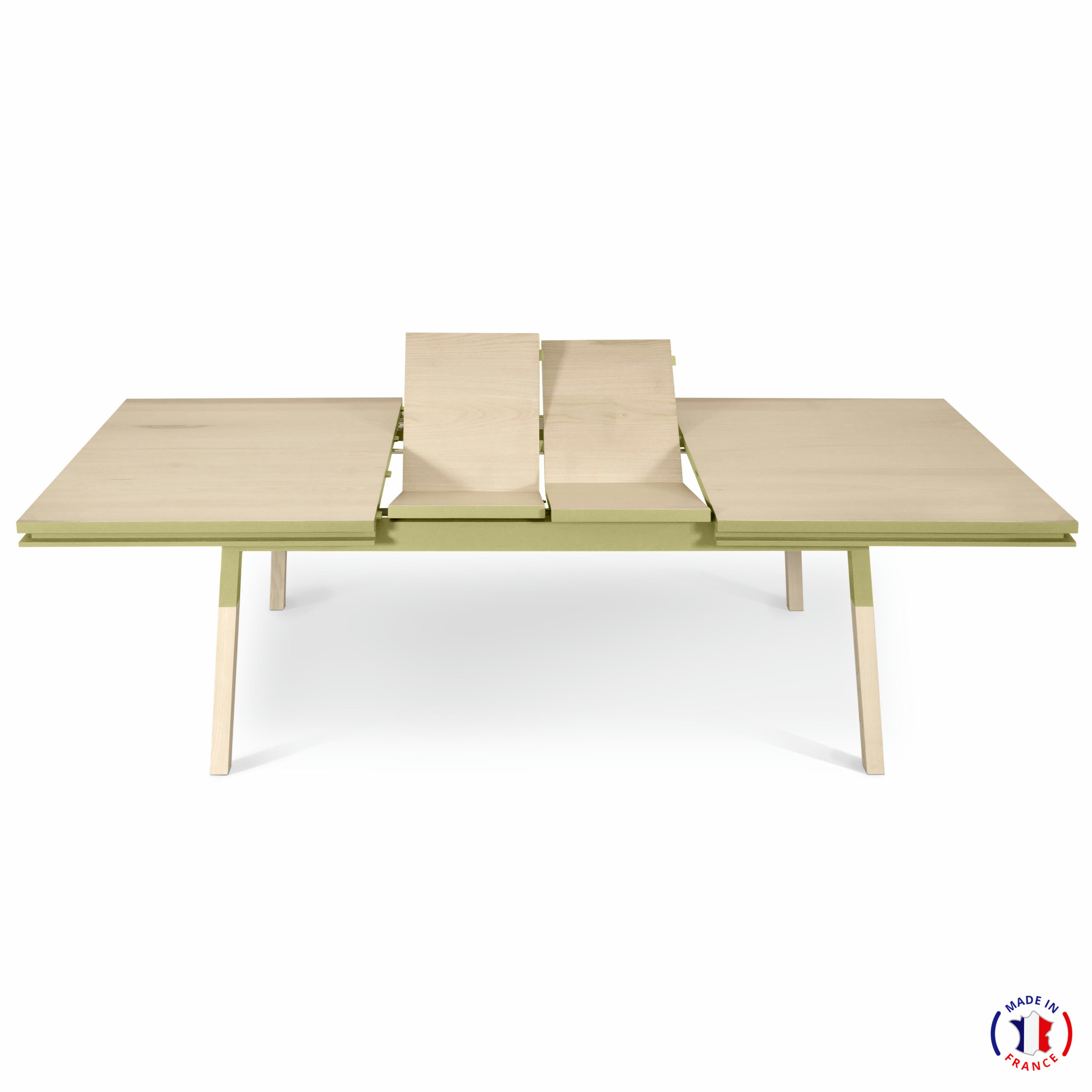 EGEE - Table 180x100 cm en frêne massif, 2 rallonges gris chocolat tanis