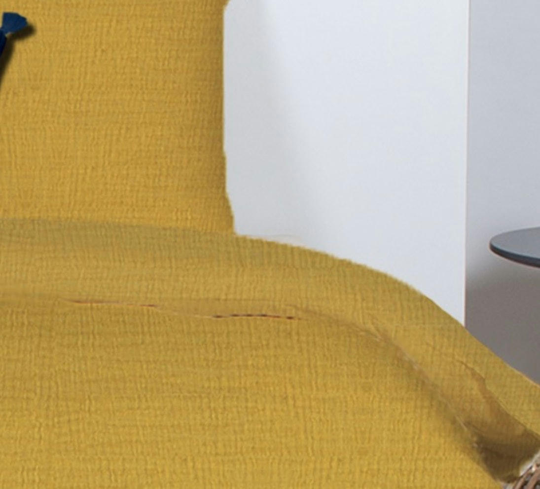 JAUNE - Parure de lit en coton jaune 240x260