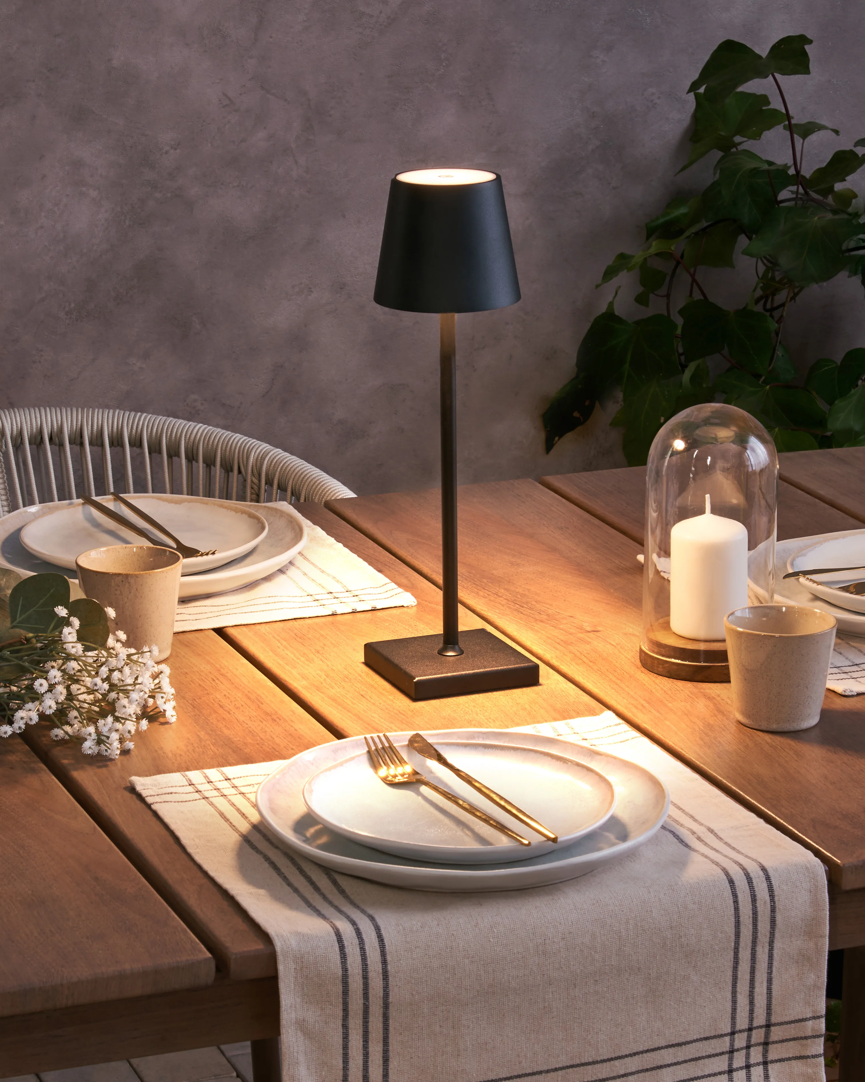 Wireless LED Table Lamp BACEIRO with Dimmer Metal Black