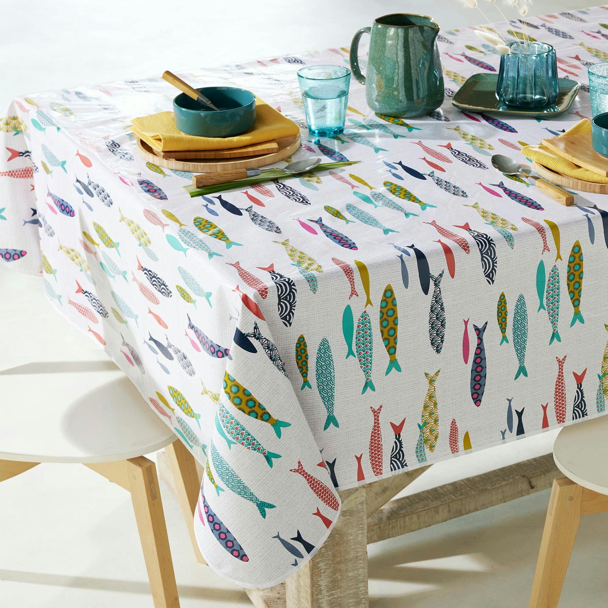 POISSONNET - Nappe 140x300 blanc en pvc