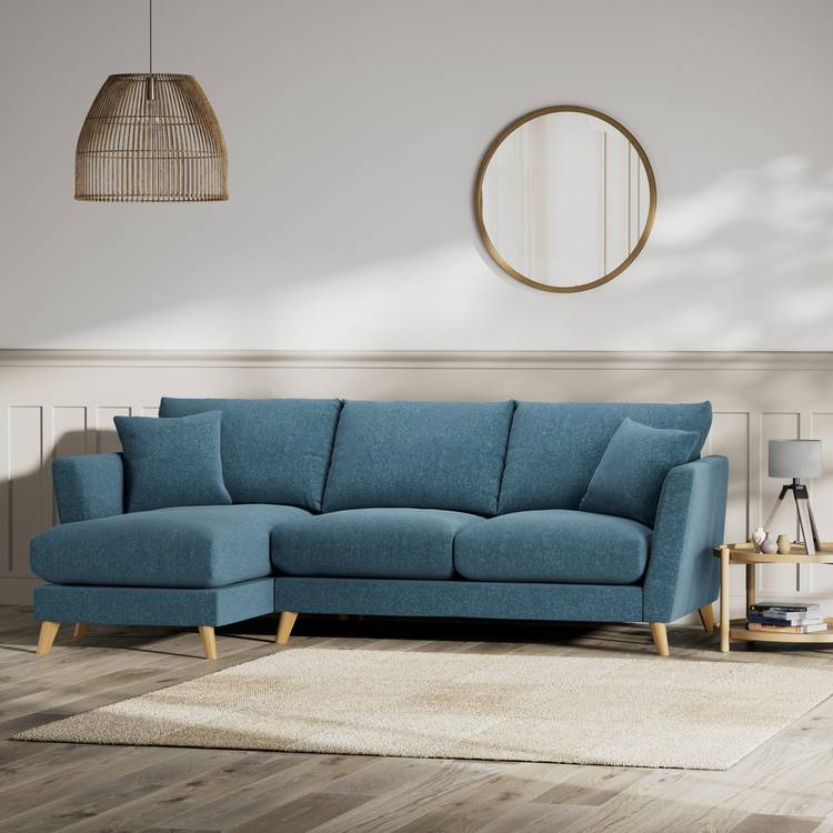 Habitat Lomond Left Hand Corner Sofa - Blue - Ash Leg