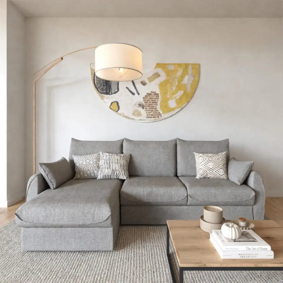 CALICOSY - Slaapbank NAOMI - Grijs - 90x260x175 cm