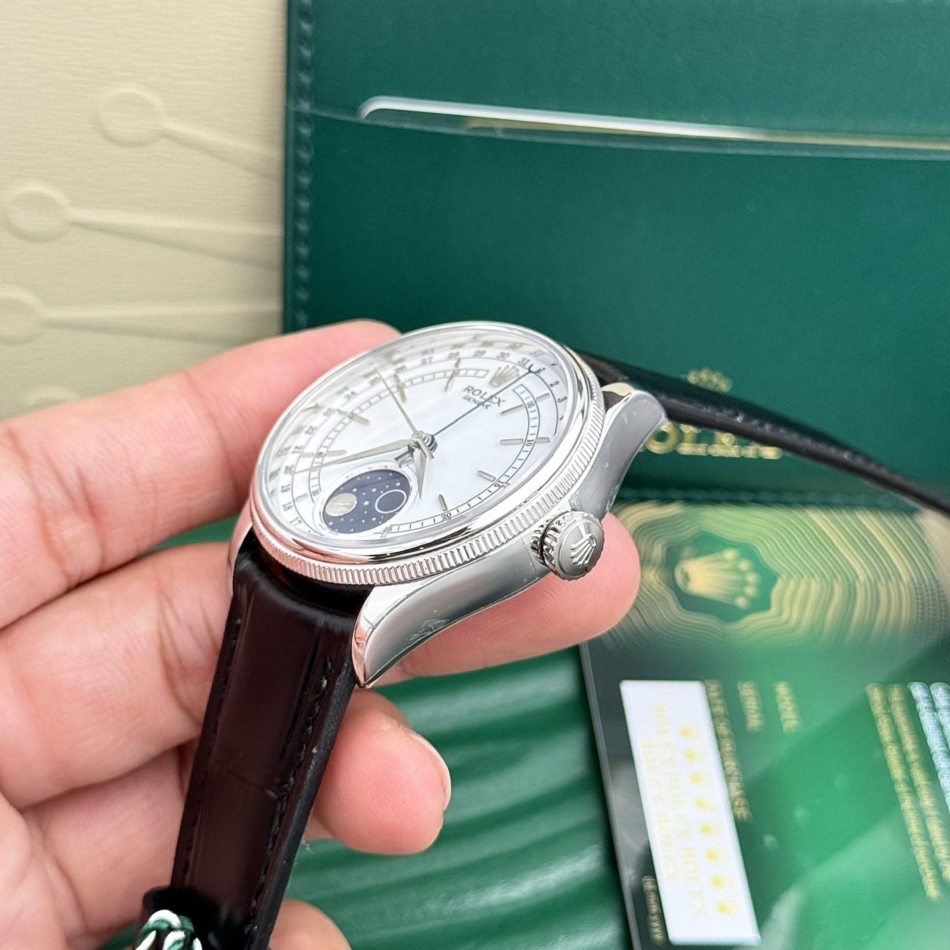 Rolex Cellini 316L Steel White Dial 39mm Leather AAA Replica