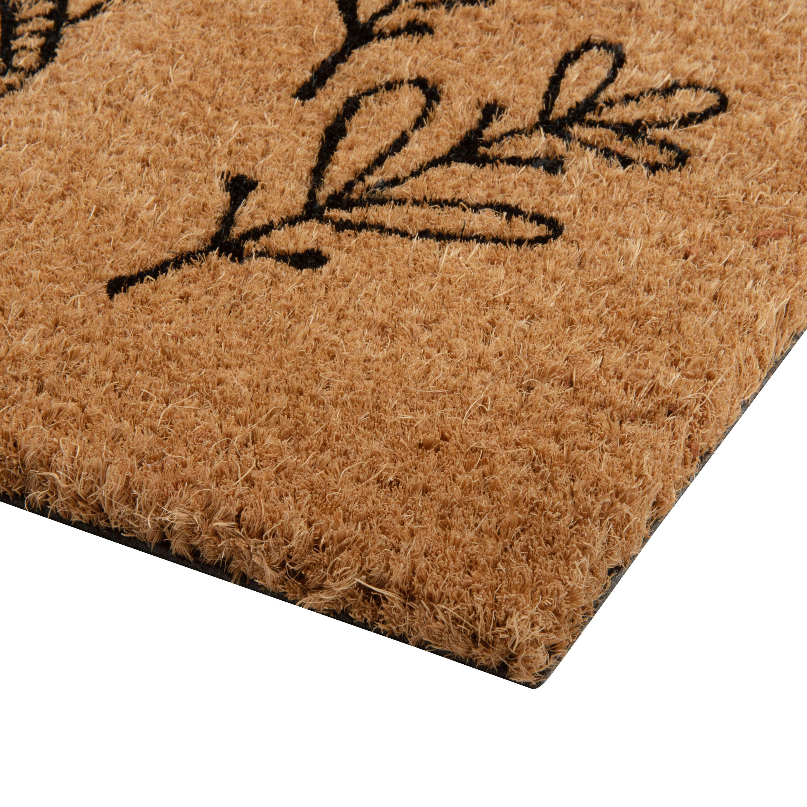 PALONG - Paillasson en fibre de coco imprimé beige et noir 55x25