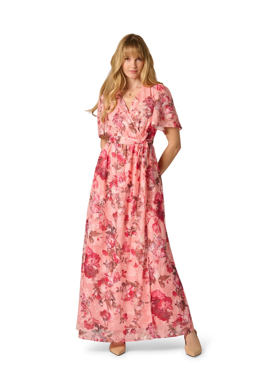 Adrianna Papell Print Embroidery Wrap Dress