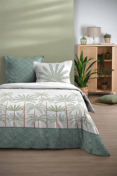Housse de couette   taies 240x220cm Promenade sous les palmiers