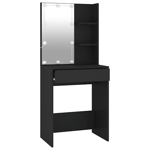 NNEVL Dressing Table with LED Black 60x40x140 cm
