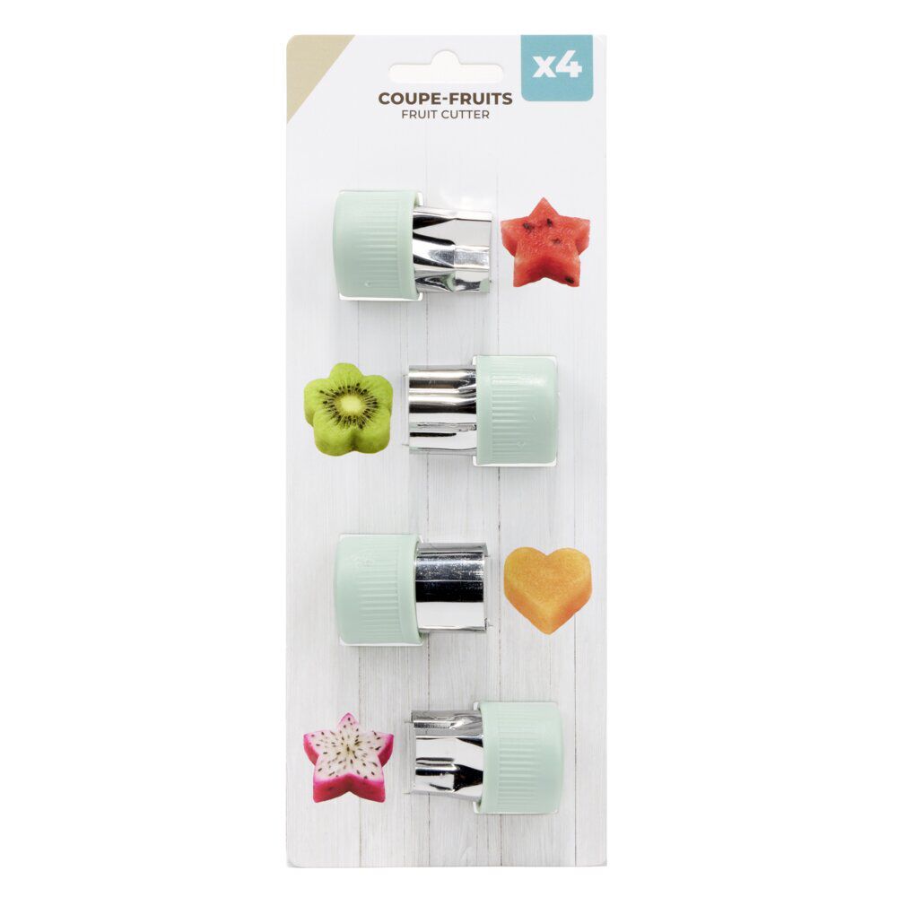 Emporte-pièce coupe-fruit x4 inox et plastique vert