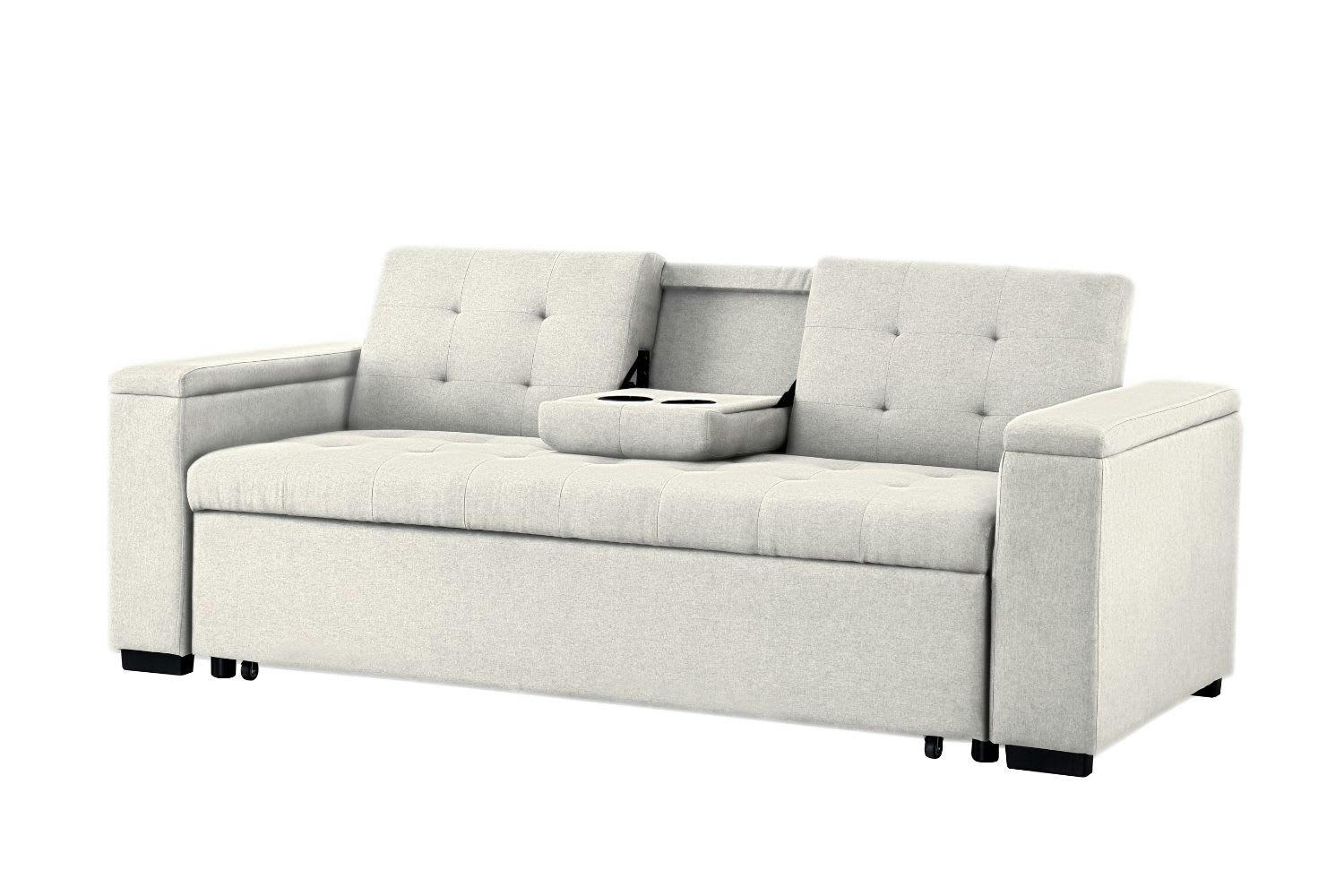 NOHO - Canapé convertible 3 places en tissu beige