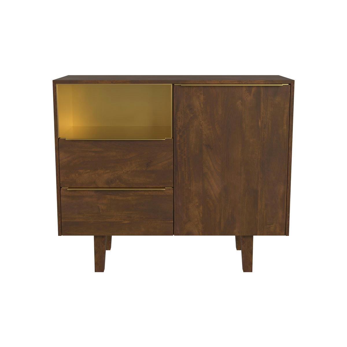 TAIKO - Petit buffet en bois de manguier 1 porte 2 tiroirs