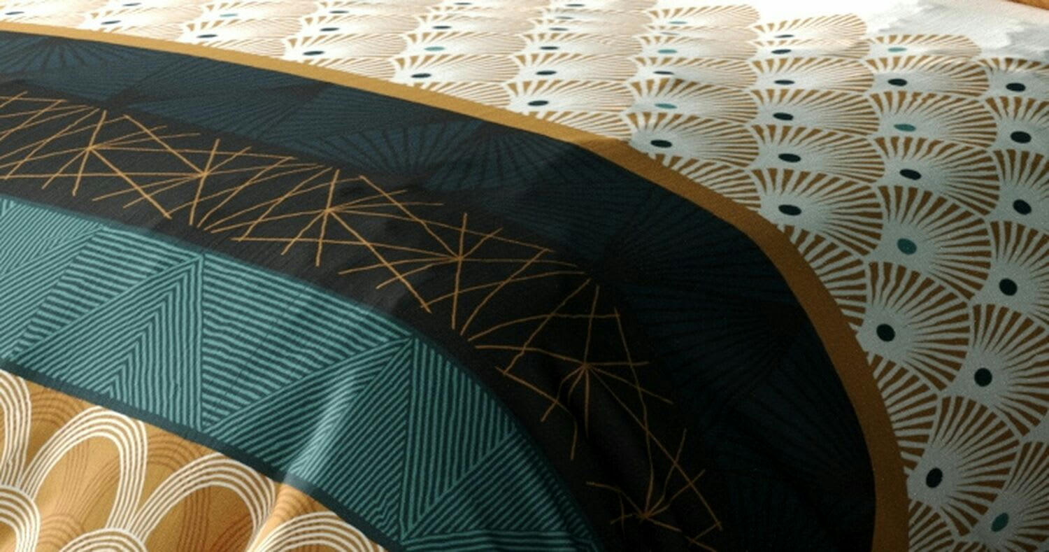 BANGUII - Parure housse de couette coton jaune 240x260 cm