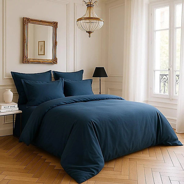 Housse de couette en satin de coton Uni