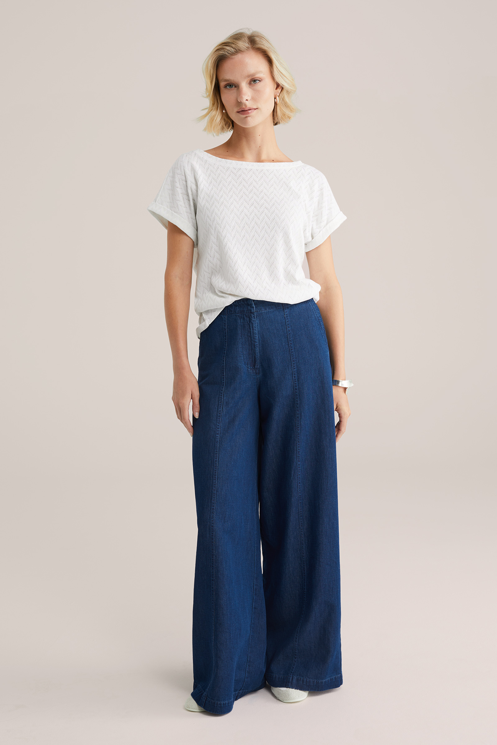 Dames T-shirt met open structuur