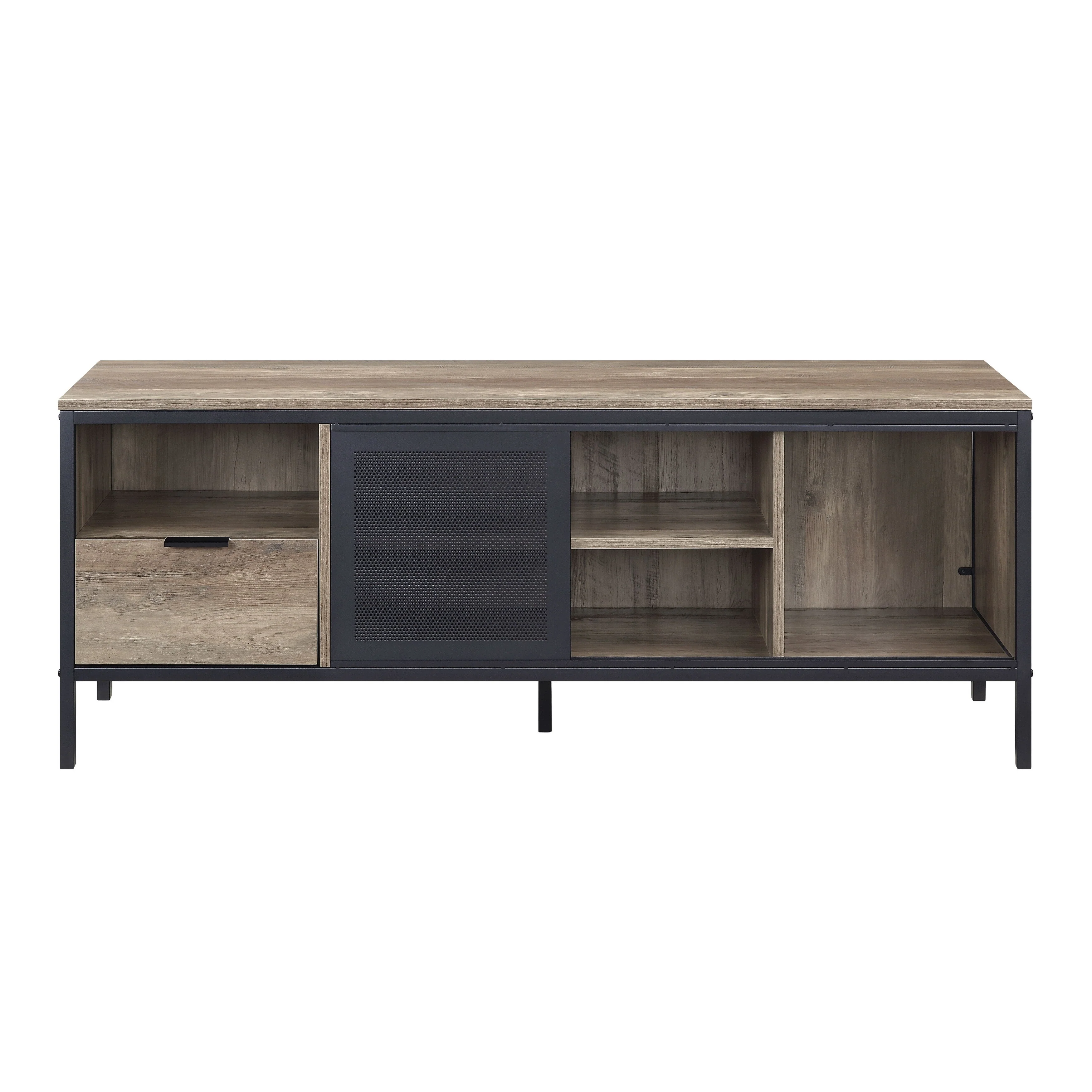 Oak Industrial Style 55 TV Stand with Storage Drawers and Shelf for TVs Up to 50