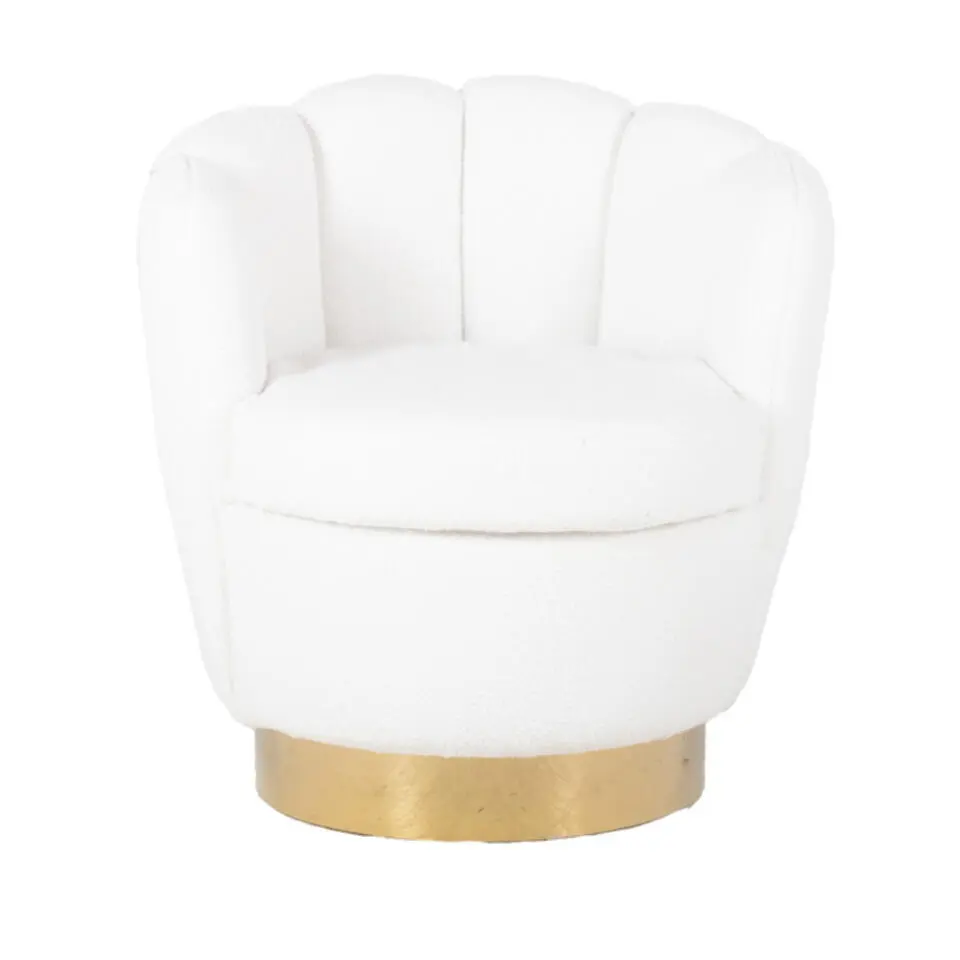Teddy Fauteuil Wit - Met Gouden Onderstel - Fauteuil Quinty