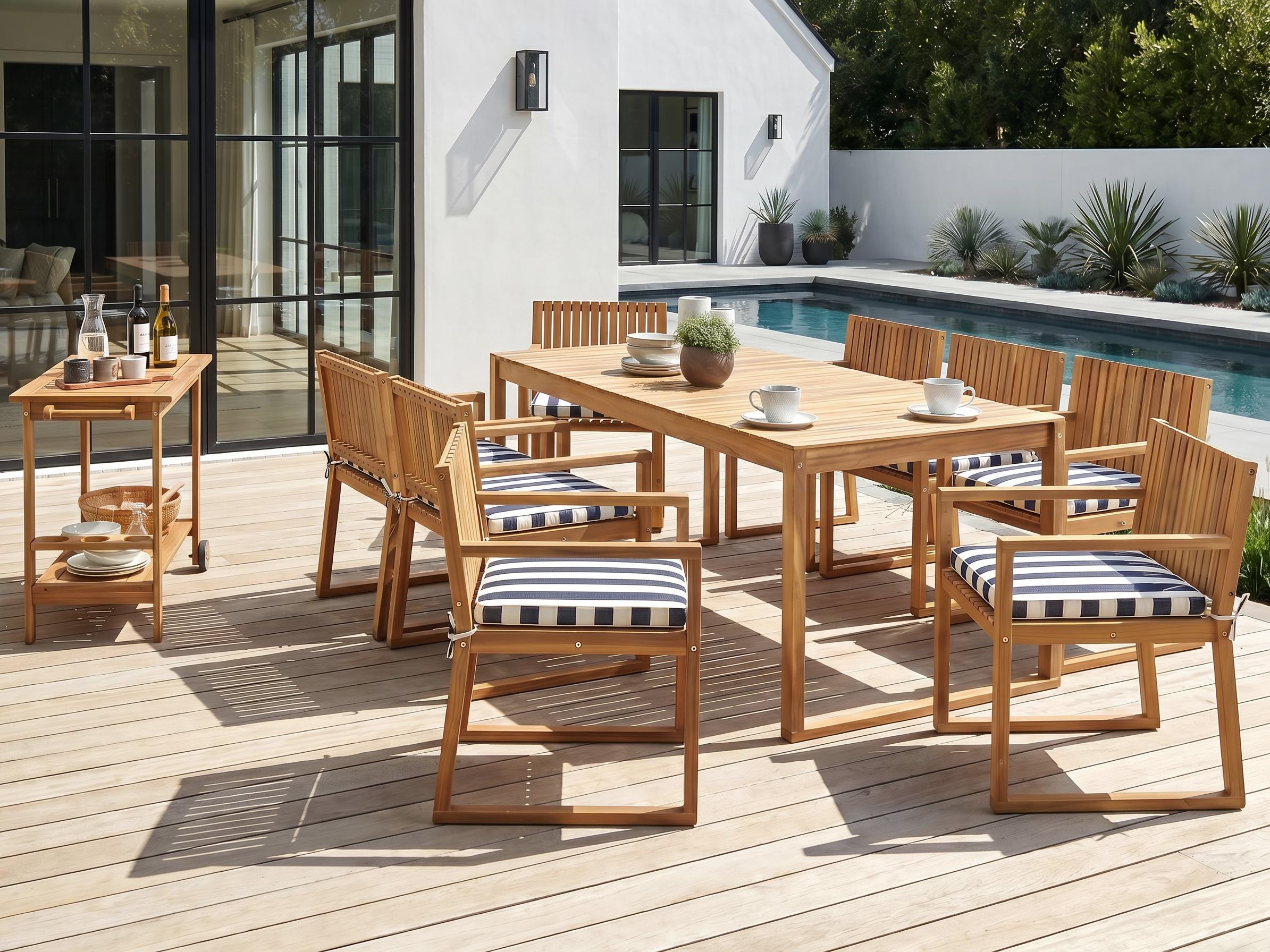 Set of 8 Garden Chair Cushions SASSARI 46 x 46 cm Navy Blue