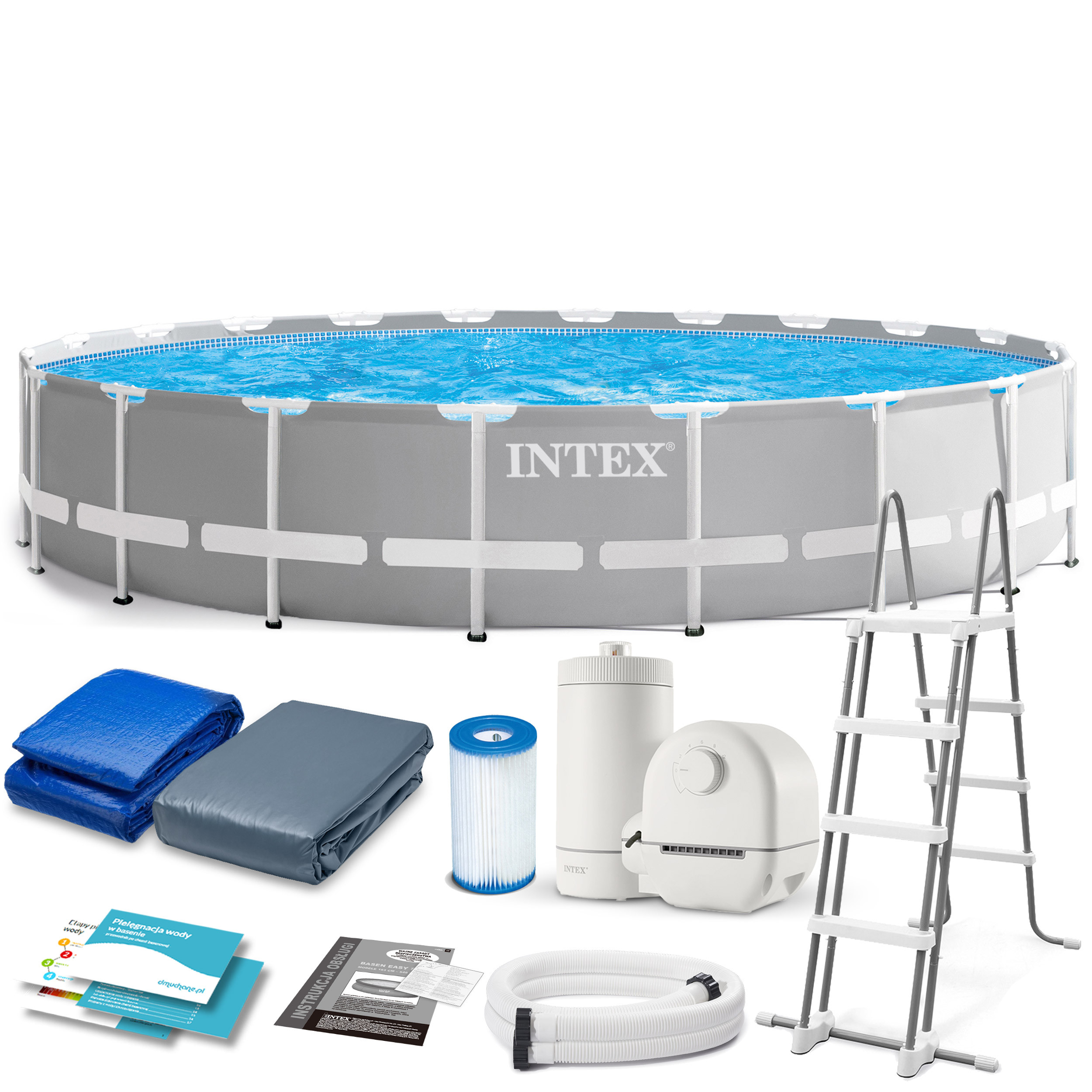 Basen stelażowy ogrodowy Intex 610x132 zestaw 12w1