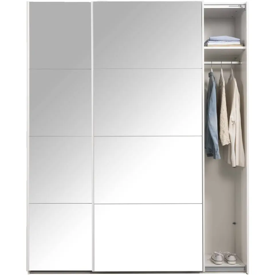 Schuifdeurkast Bergamo met spiegeldeuren - wit - 221x178,5x66,6 cm