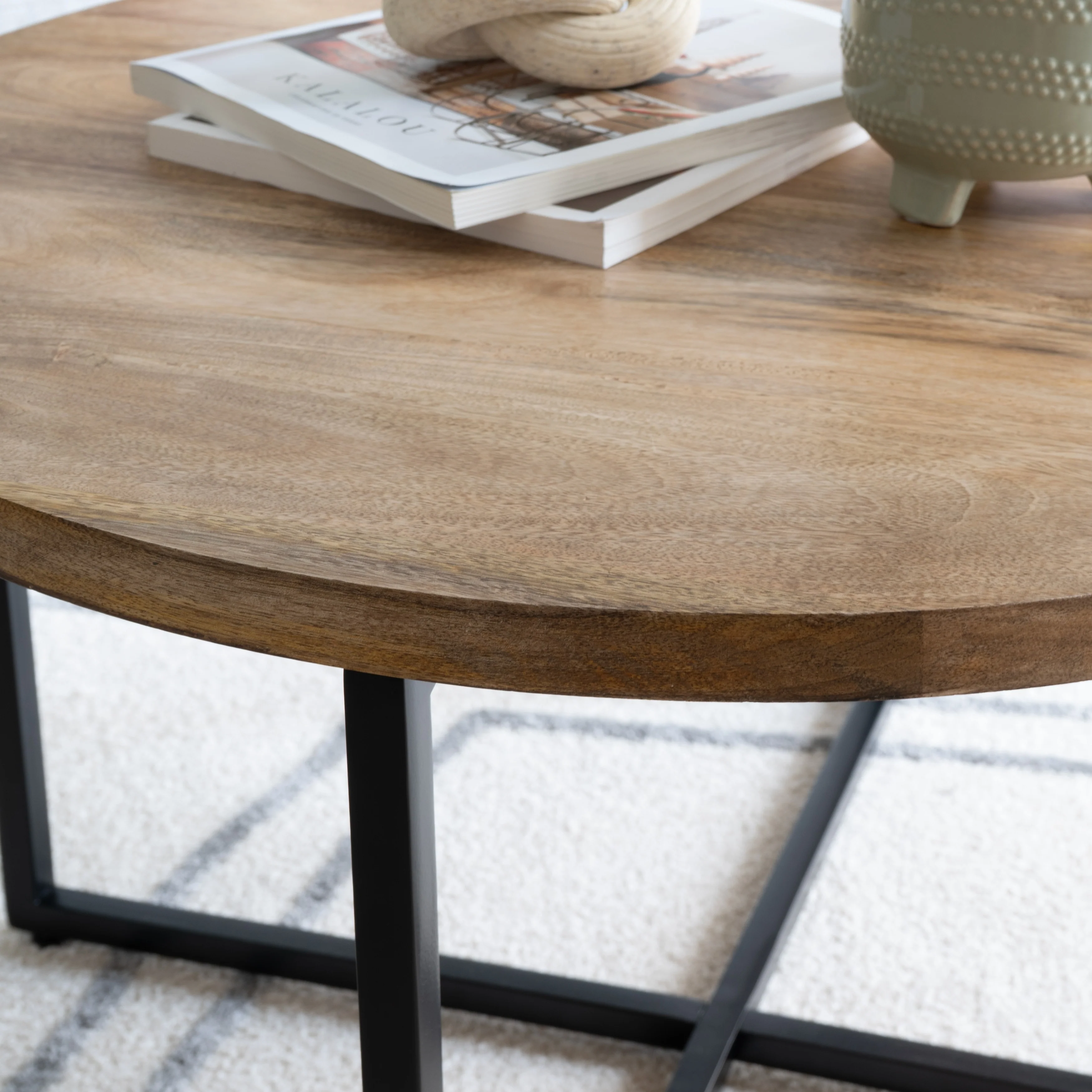 Tayla Natural Wood/Iron Coffee Table
