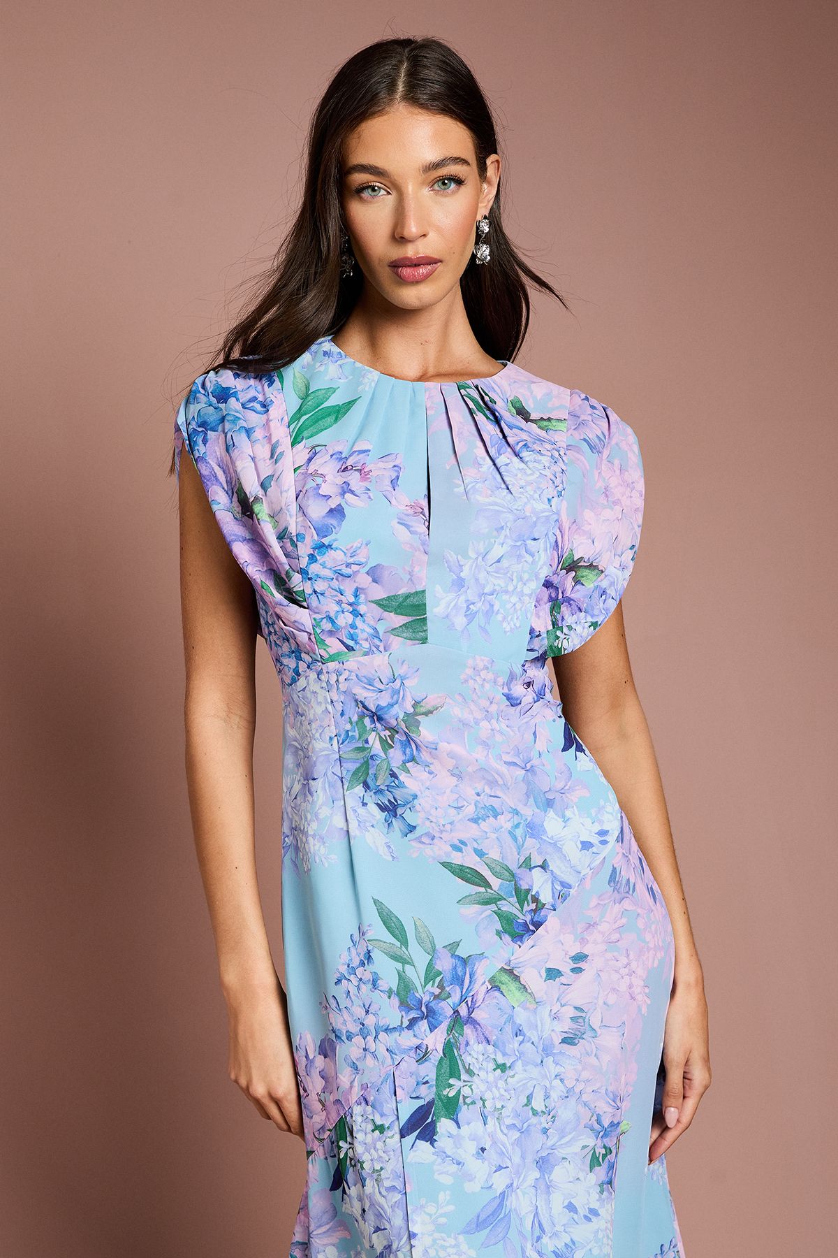 Coast Cap Sleeve Floral Chiffon Midi Dress