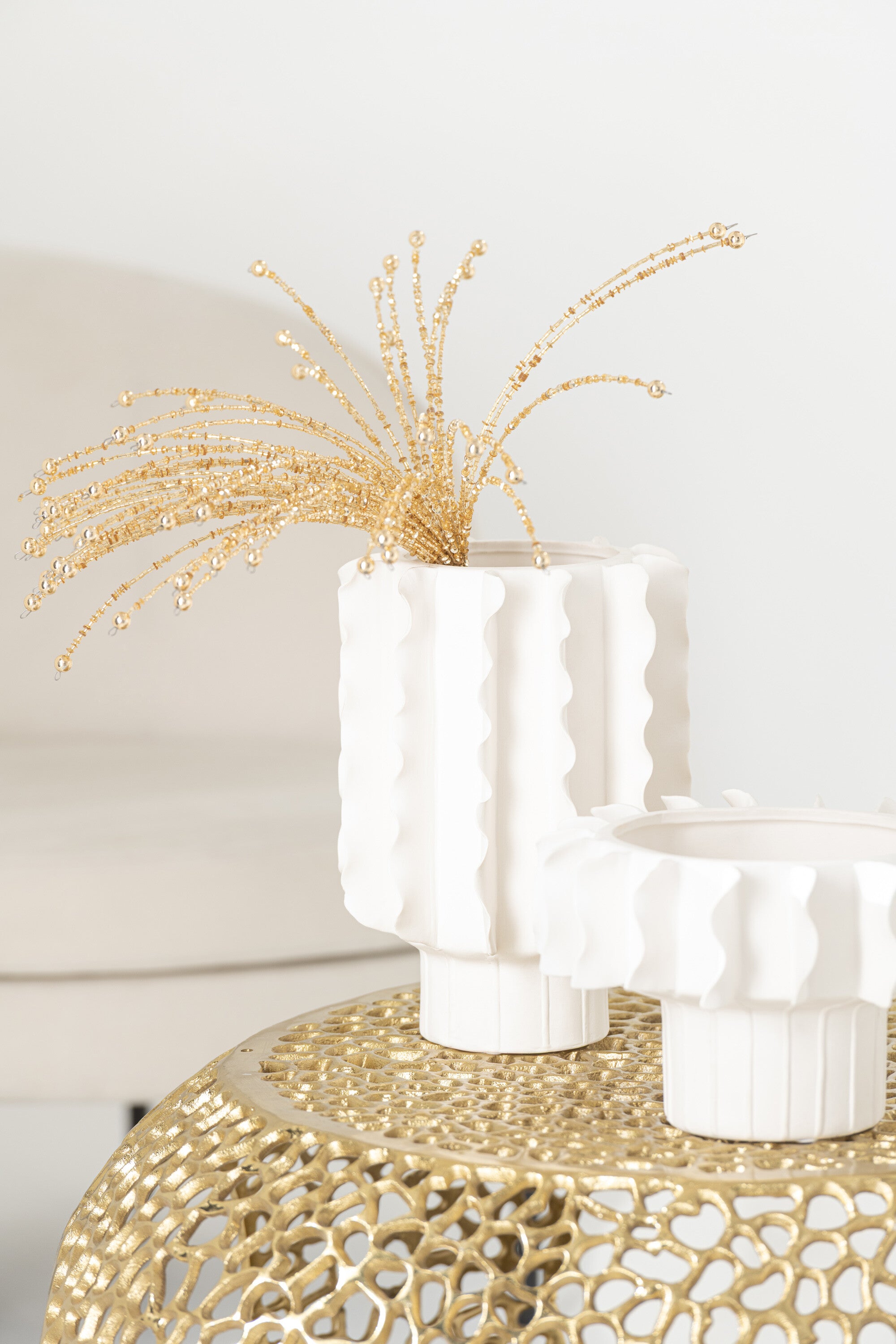 J-Line vaas Helix - keramiek - wit - small