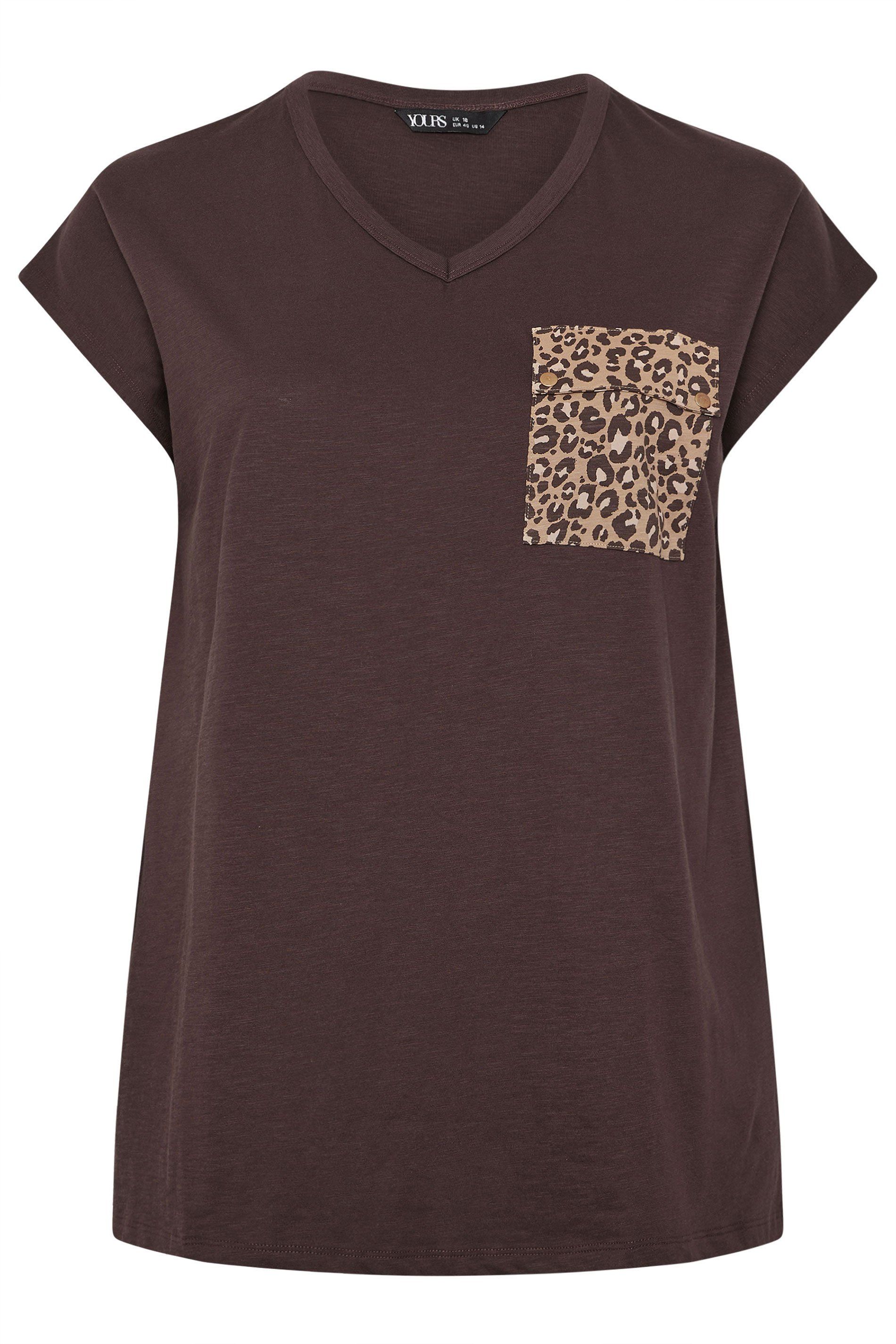 Yours Leopard Print Pocket T-Shirt