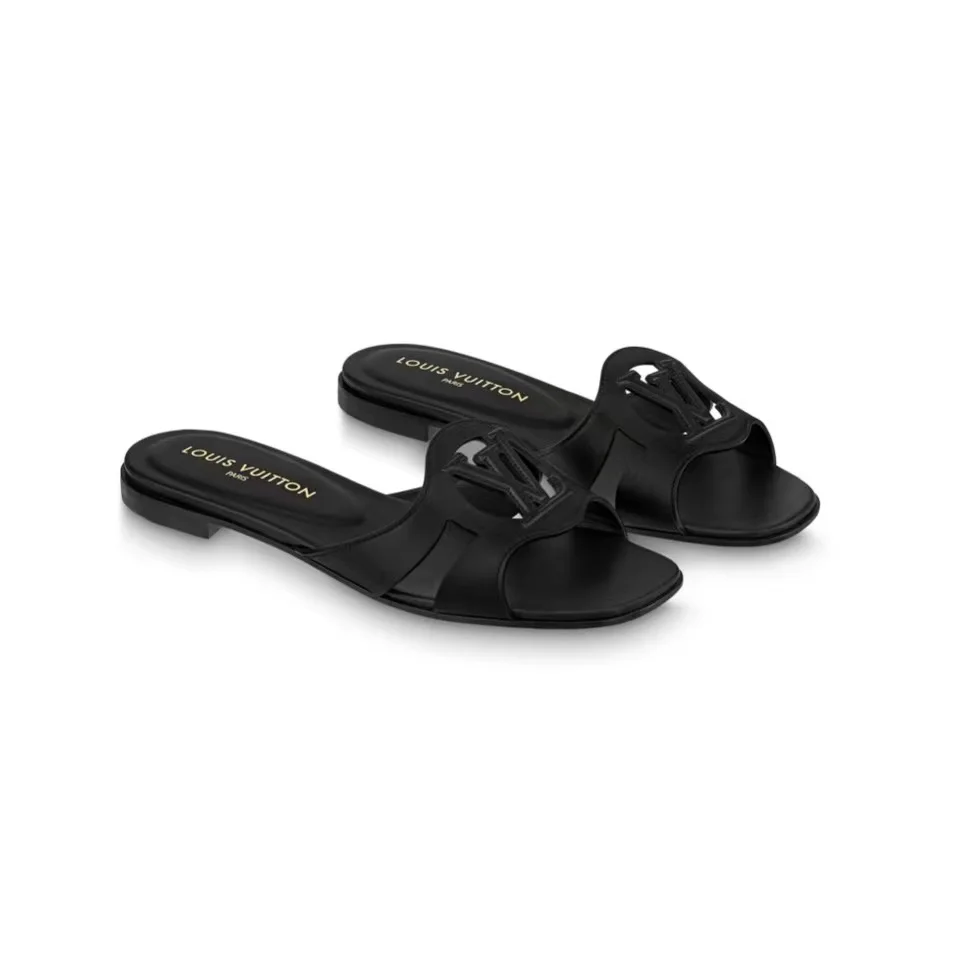 Louis Vuitton LV Lsola Leather Flat Aandals Slide Sandal