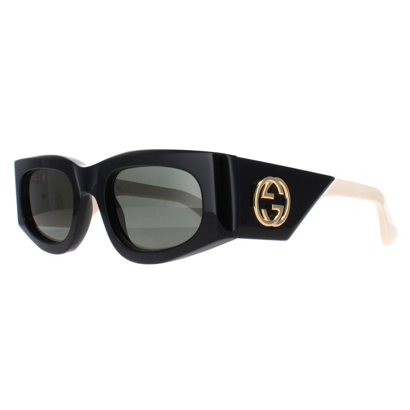 Gucci Rectangle Black with Ivory Grey GG1664S