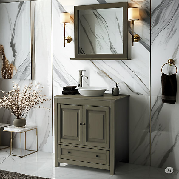 Ensemble meuble salle de bain moderne 80 cm   miroir gris - Boho