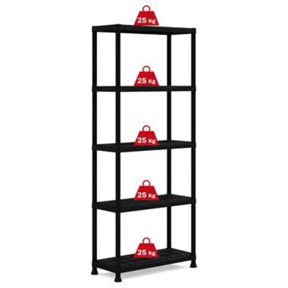 Keter Plus shelf 75/5 - 5 Planken - 75x32x176 cm - Zwart
