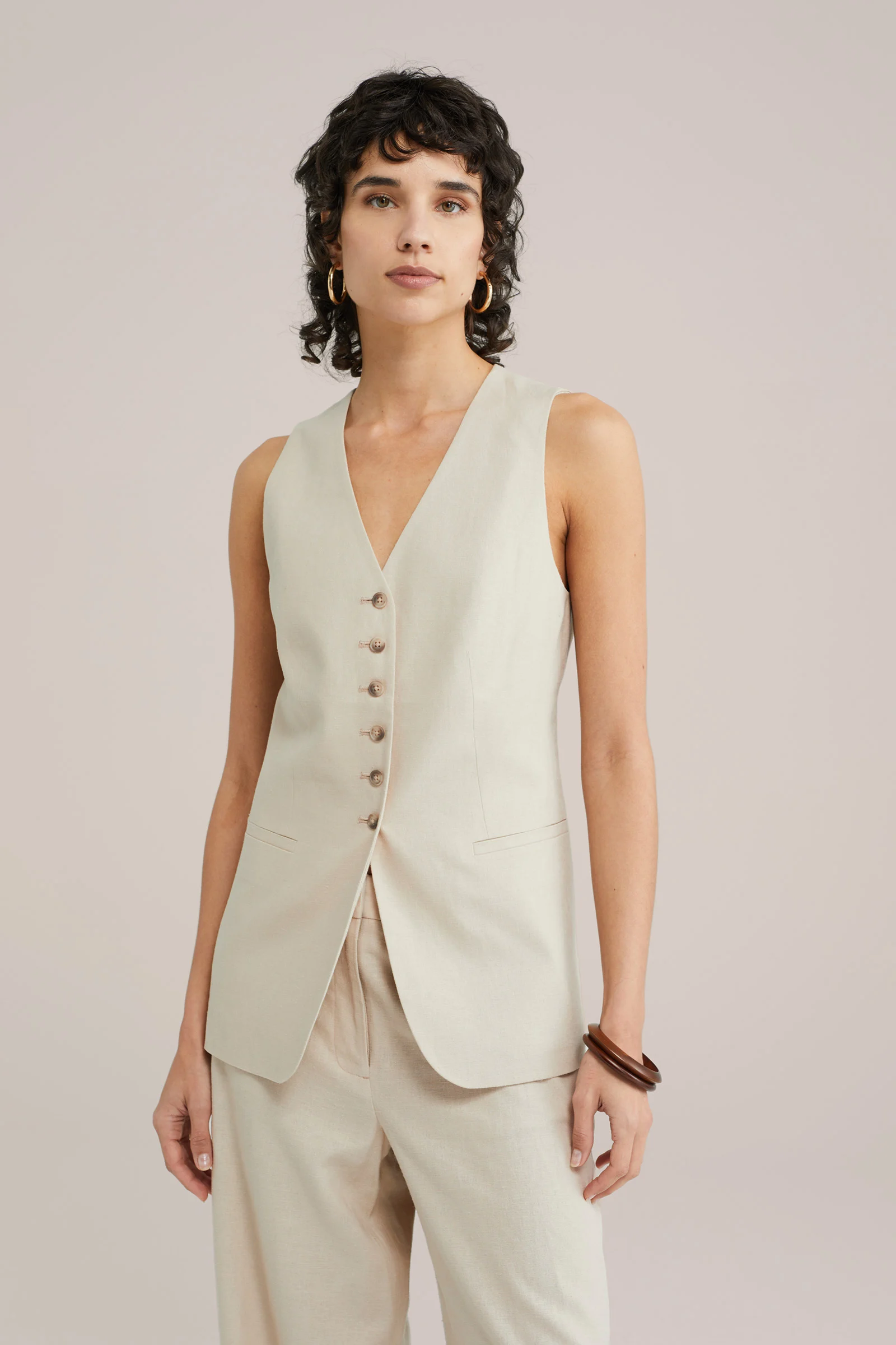 Dames Regular fit gilet van linnenmix