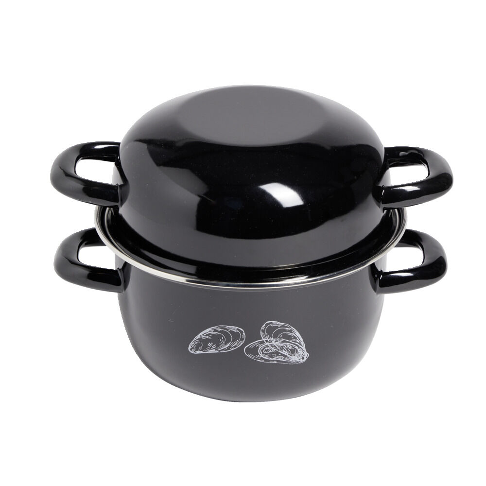 Marmite à moules avec couvercle Ø20,5cm acier noir