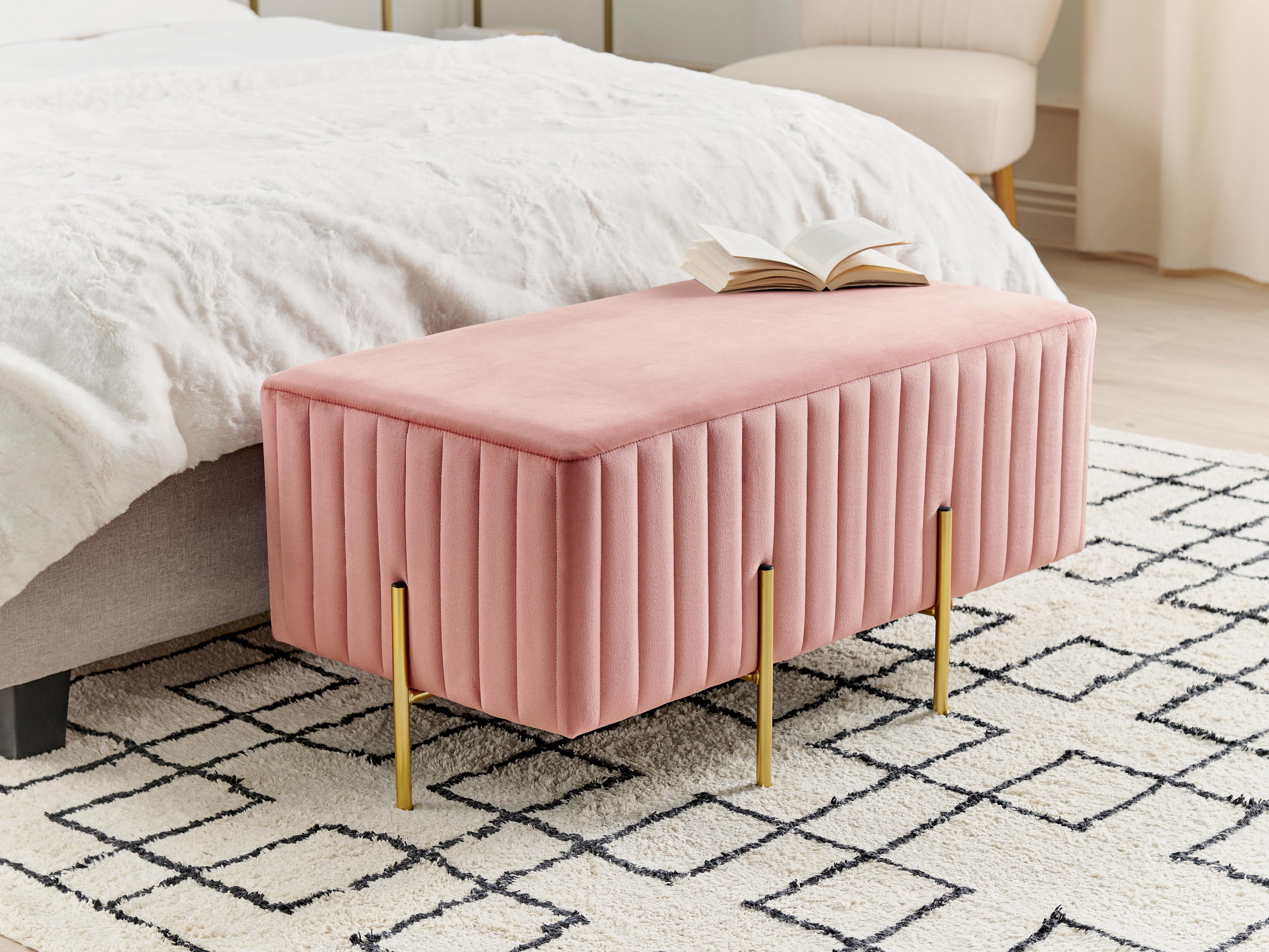 Upholstered Bench DAYTON Velvet Pastel Pink