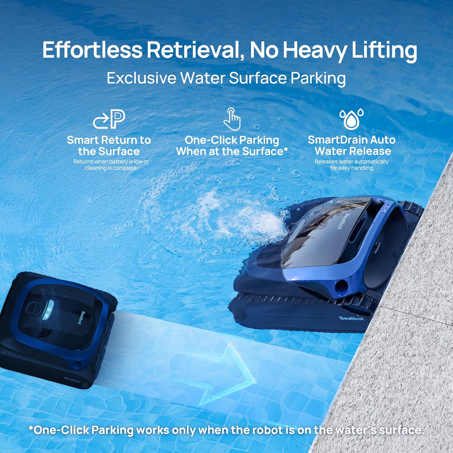 (2025 Upgrade) Beatbot AquaSense 2 Cordless Robotic Pool Vacuum Cleaner  Smart Surface Parking  Double-Pass Waterline Scrubbing  Cleans Floor  Walls and Waterline