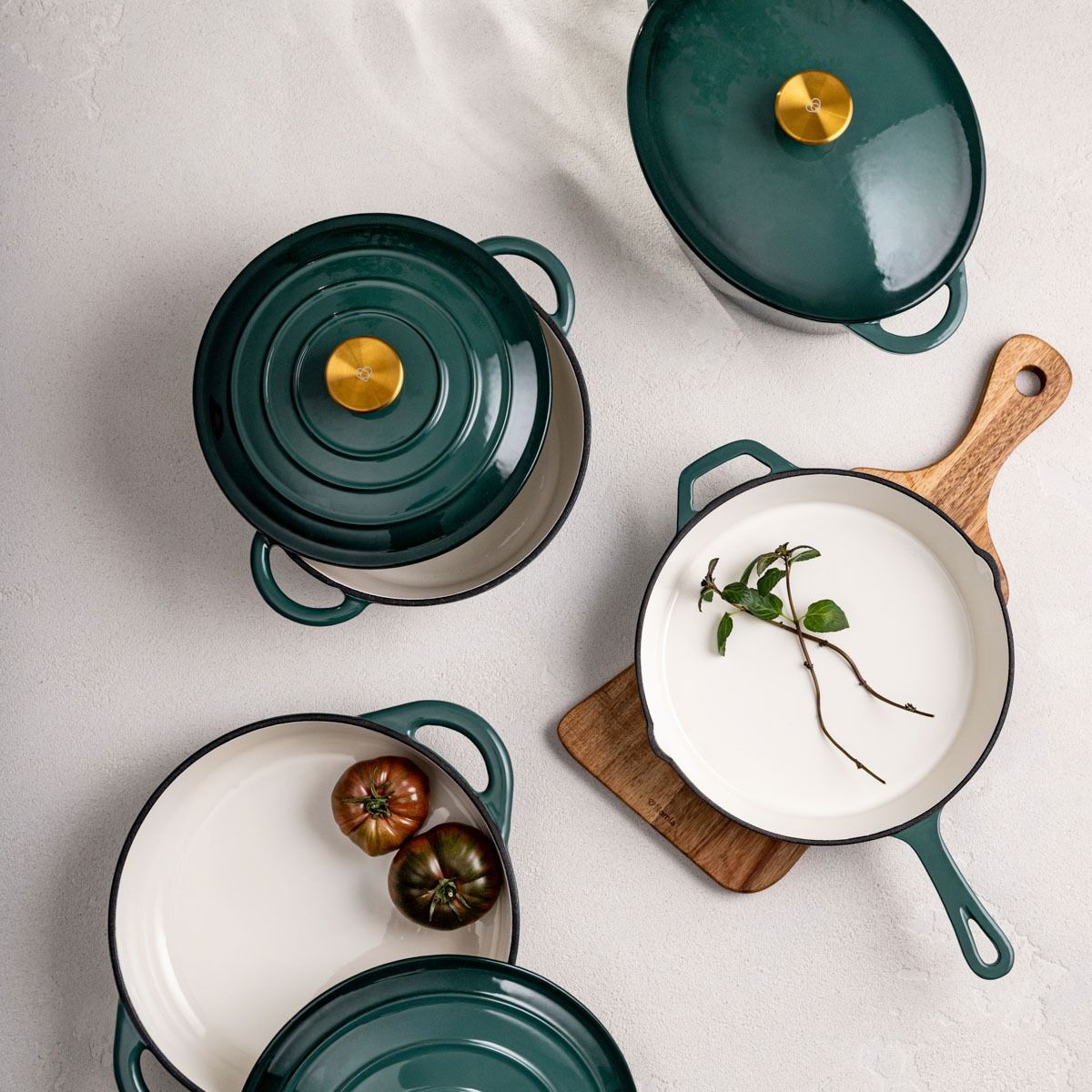 Garnek żeliwny ANDREAS zielony tradycyjny ombre, 24cm 4 l