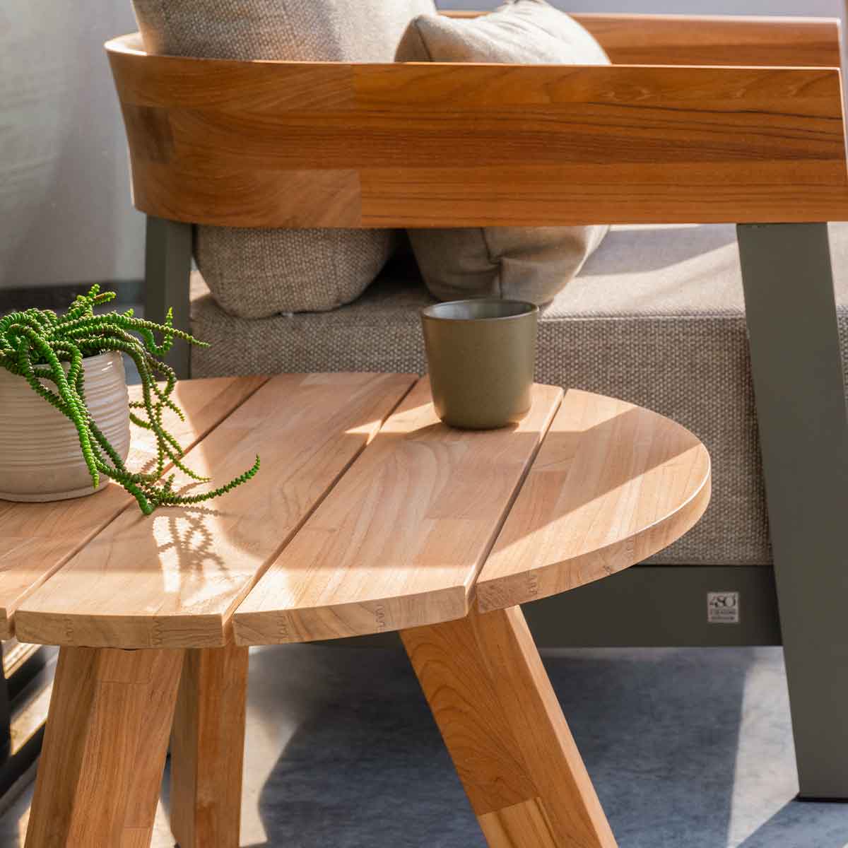 4 Seasons loungetafel Cosmic antraciet - teak - Ø78 cm