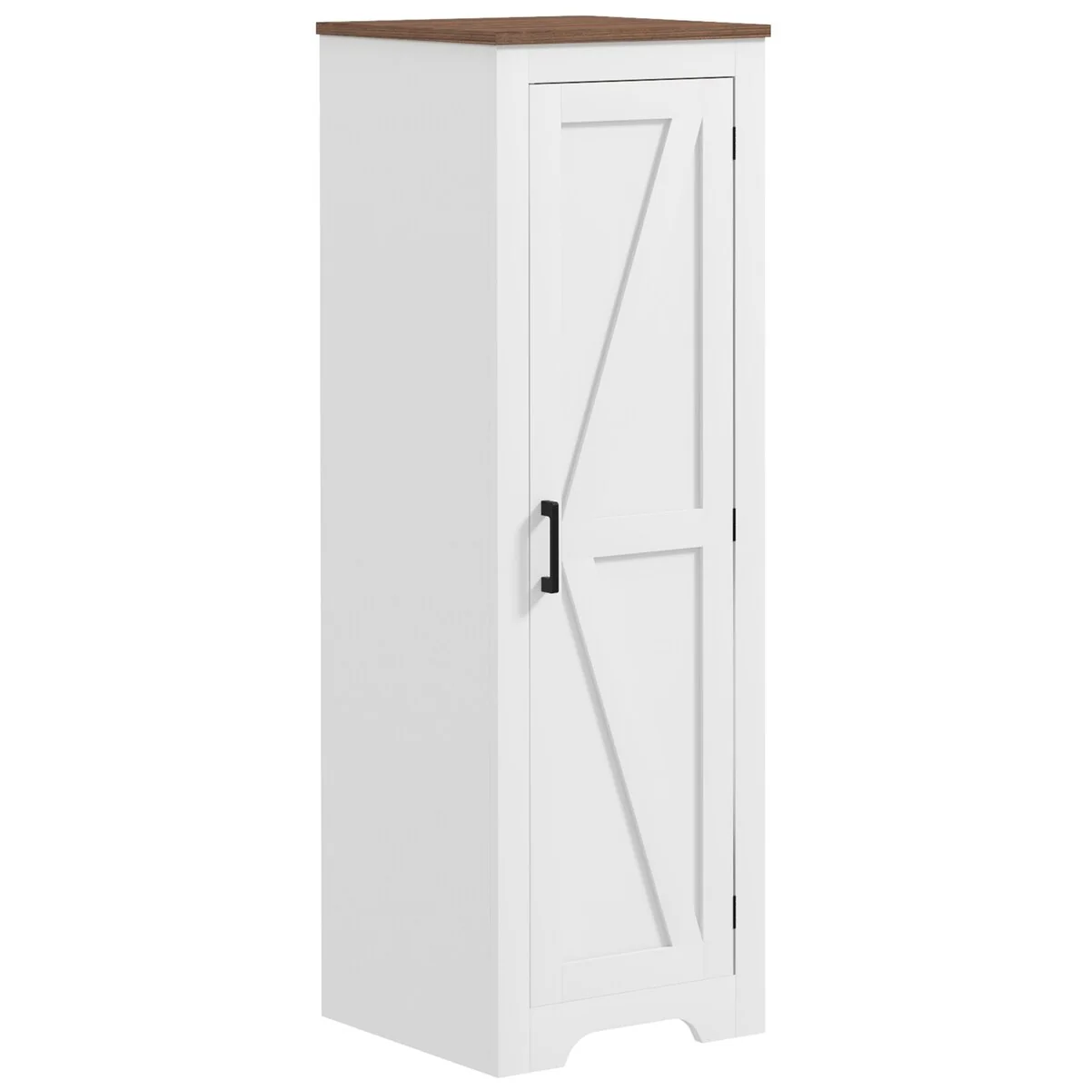 HOMCOM Farmhouse Storage Cabinet with Adjustable Shelf, Single Barn Door Small Bathroom Storage Cabinet for Living Room