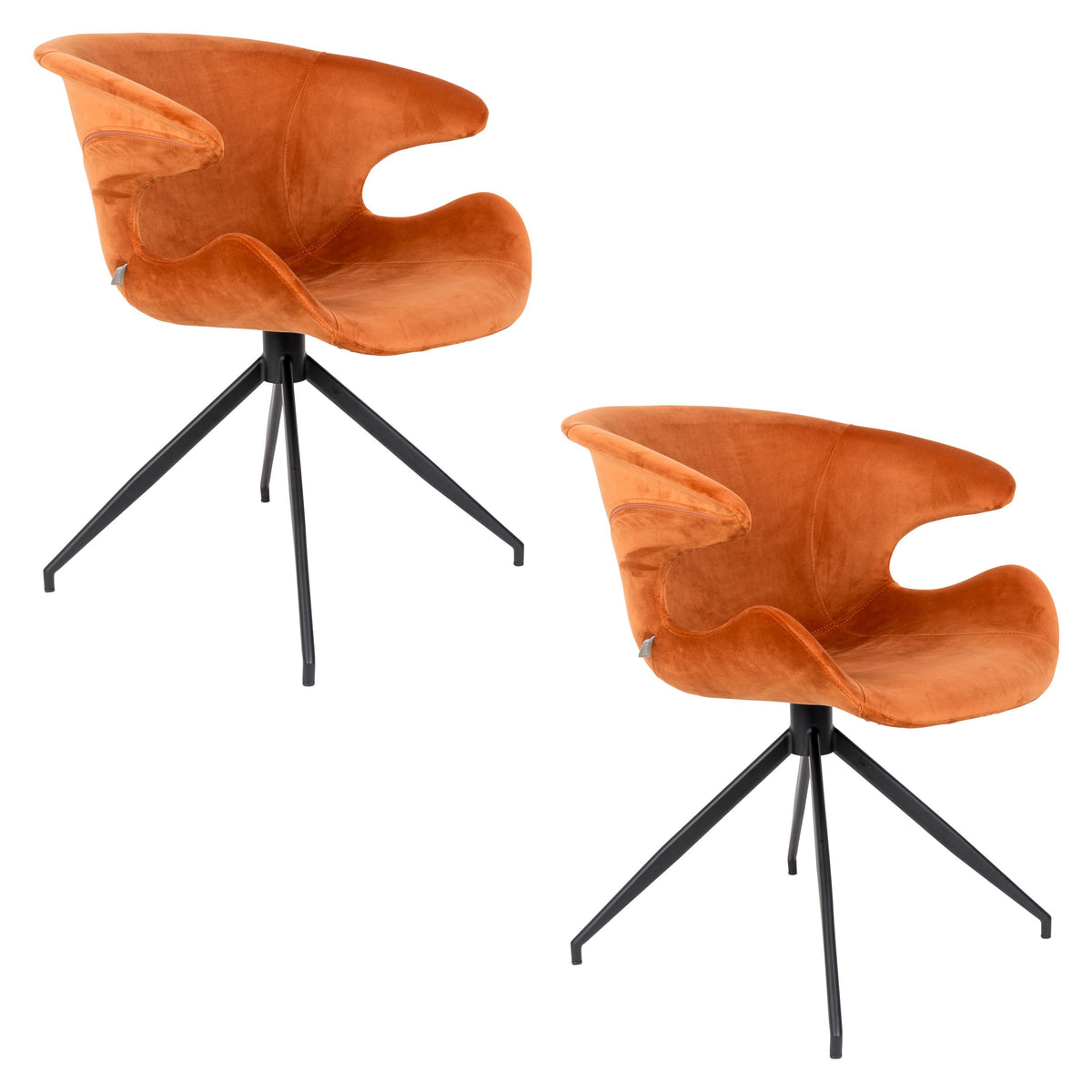 Zuiver Mia Eetkamerstoelen Armleuning Oranje - Set van 2