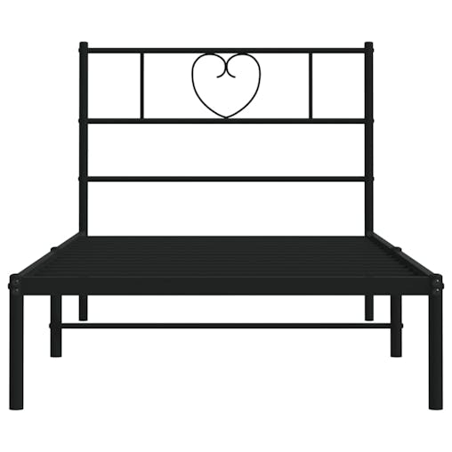 NNEVL Metal Bed Frame with Headboard Black 107x203 cm