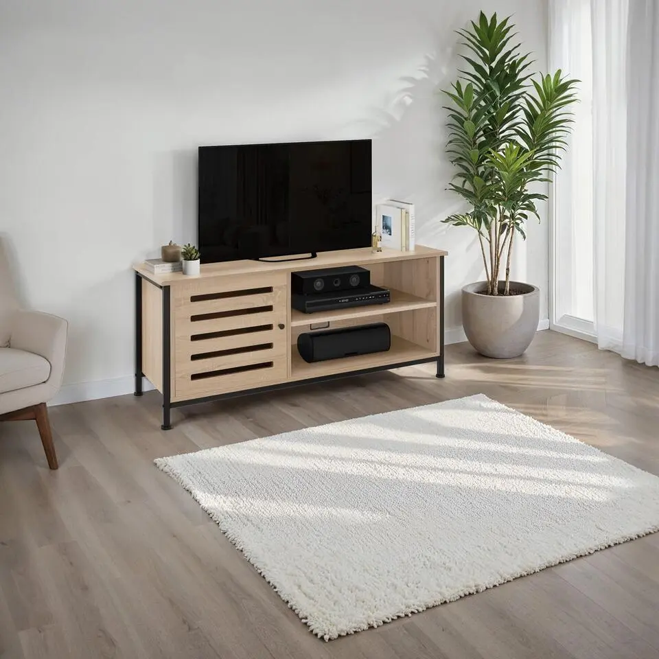 tectake TV-meubel Galway 110x41,5x50,5cm, Industrieel Licht Hout, Eiken Sonoma