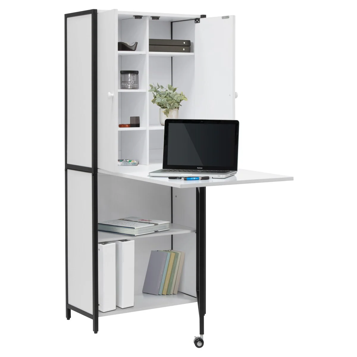 Craft Armoire with Folding Desktop for Crafts, Sewing, Home or Office