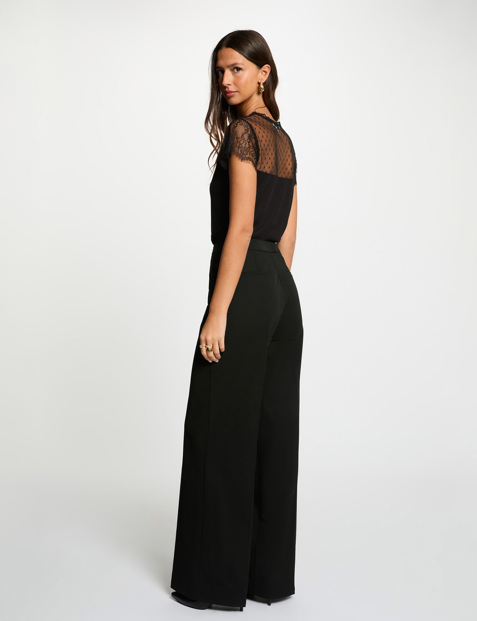 Fitted Lace T-Shirt Black Women