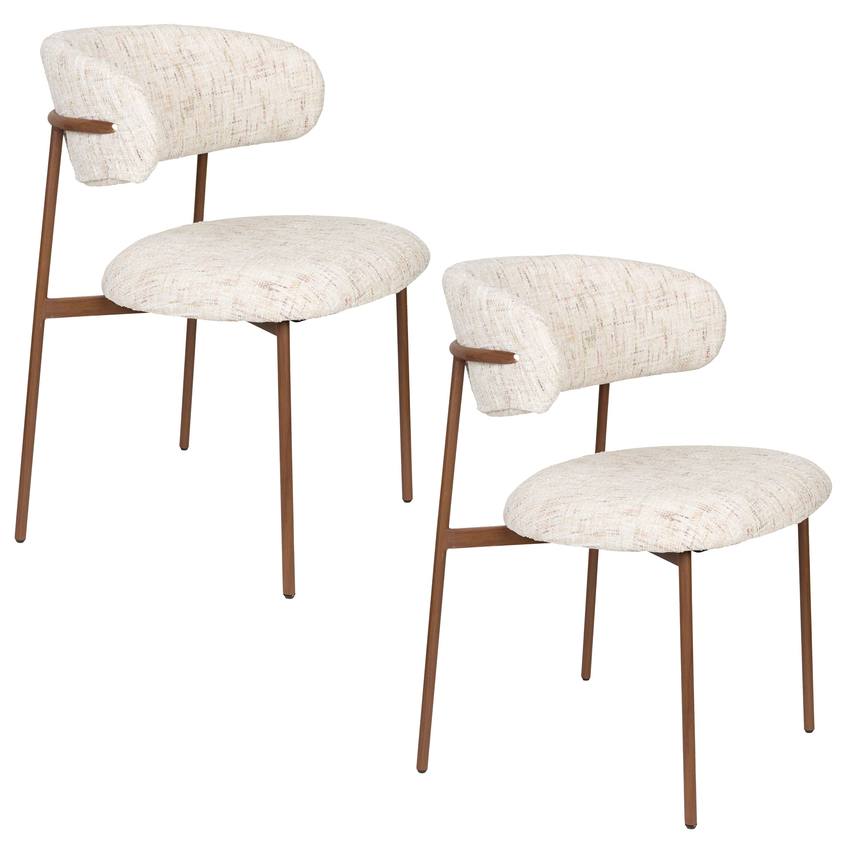 Housecraft Living Claes Eetkamerstoelen Gemêleerd Off-White - Set van 2