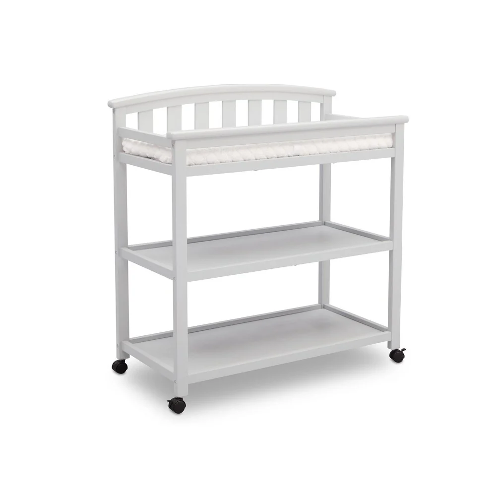Delta Children Bianca Freedom White Wood Changing Table with Casters
