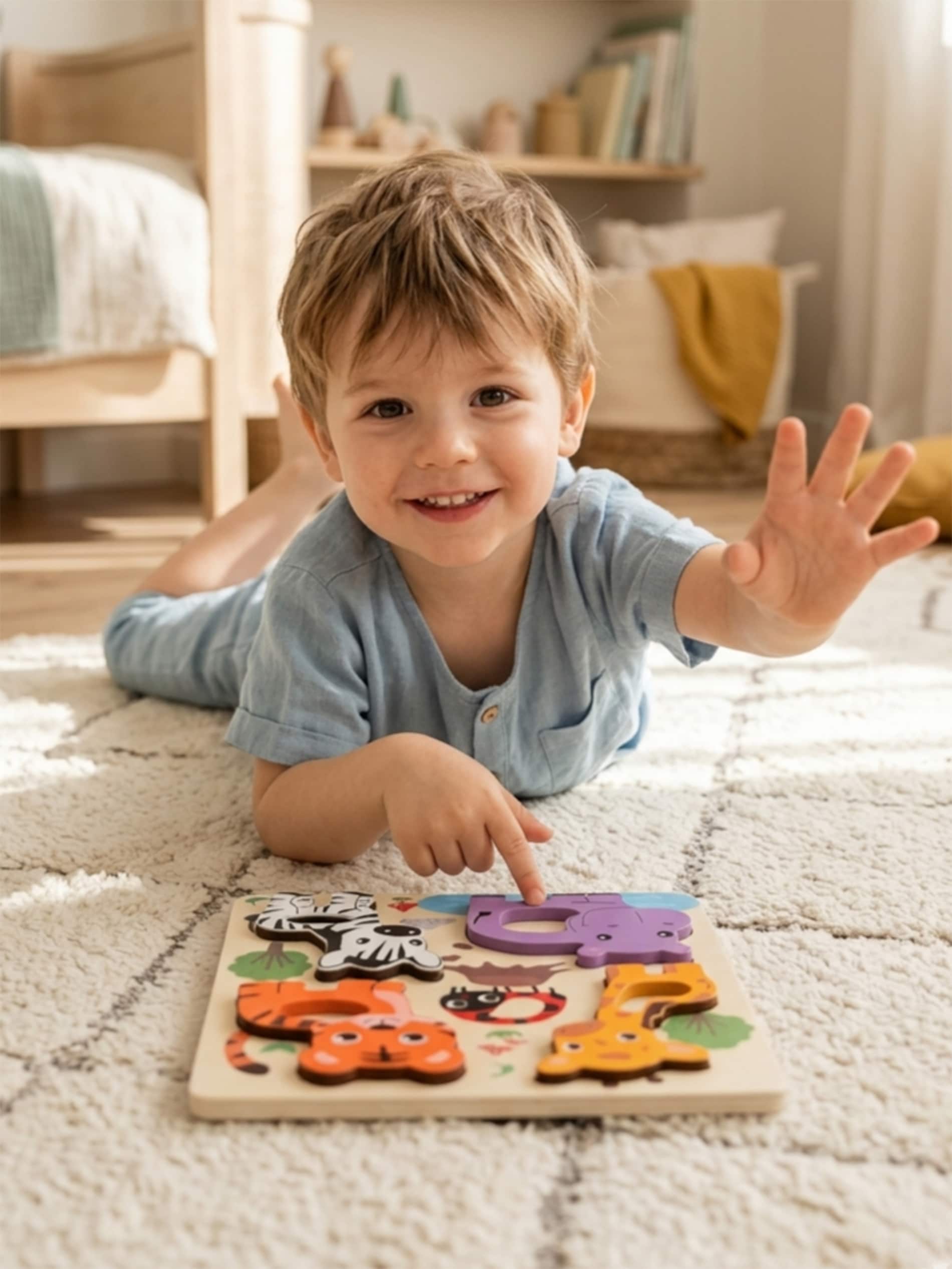 Drewniane puzzle z motywem zwierząt 5 pack